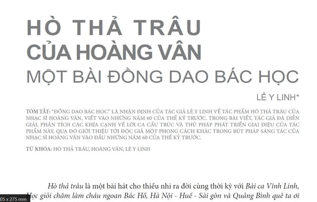 Hò Thả Trâu - một bài đồng dao bác học - tác giả Lê Y Linh